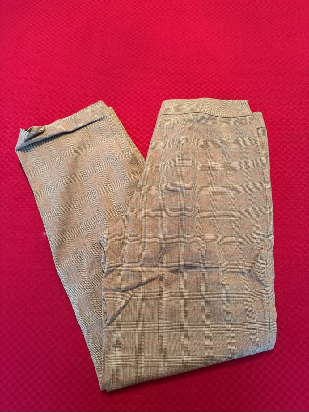 Talbots Women's Glen Plaid Trousers in Beige and Tan